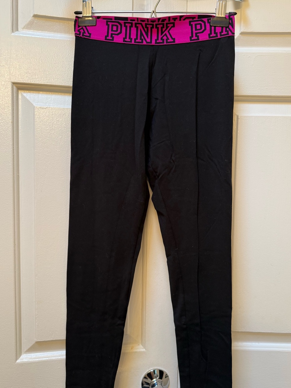 Victoria's Secret Black Leggings with Hot Pink PINK Waistband